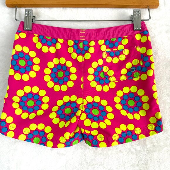 Lands End Geometric Board Shorts Swim Kids Toddler Girls 3T Hot Pink - Picture 2 of 7